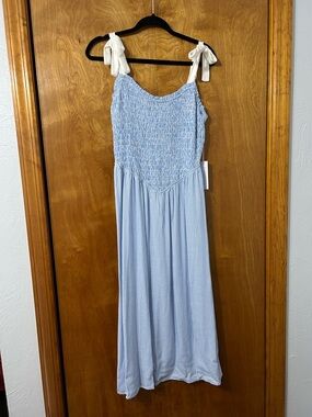 Sienna Sky Blue and White Striped Midi Dress